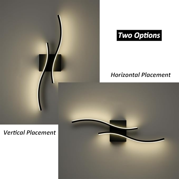 Modern Led Sconce Wall Lighting Indoor 24" Minimalist Industrial Black Wall