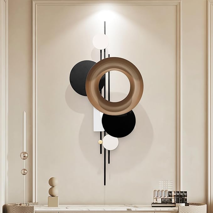 HEBOIX Modern Geometric Large Metal Wall Art 3D Wall Sculptures Handmade Wall