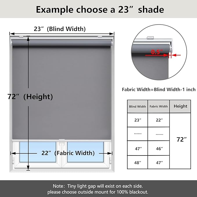 AOSKY Cordless Roller Shades Blackout Blinds