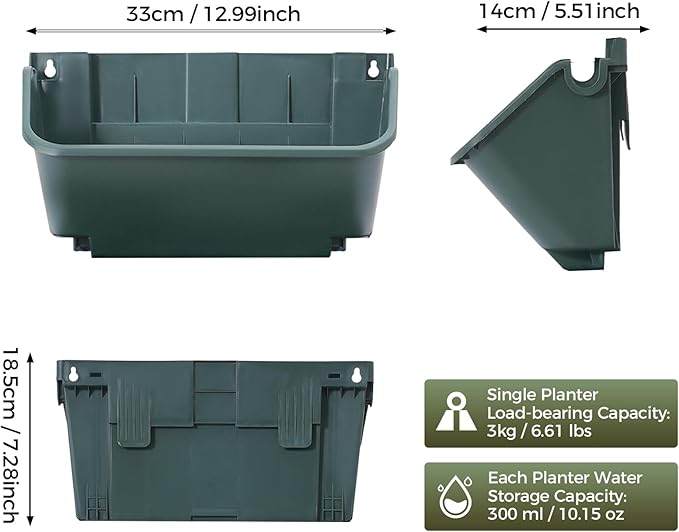 16 Pack Vertical Garden Planter, 13 inch Wall Mounted Planter