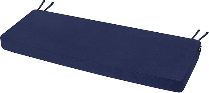 Favoyard Outdoor Bench Cushion 42 x 16 Inch Rainproof Patio Furniture Cushions 3-Year Color Fastness Garden Settee Porch Pads with Ties, Blue