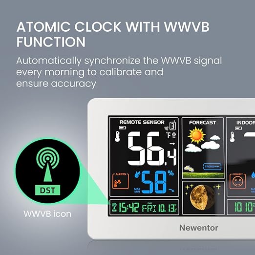 Newentor Weather Station Wireless Indoor Outdoor Thermometer, Color Display