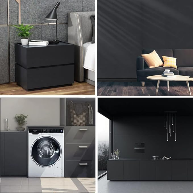 Arthome 23.6"x200" Black Wallpaper Peel and Stick Contact Paper, Matte Black