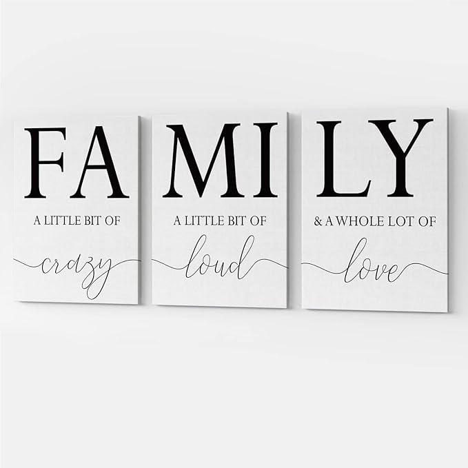GUBIYU Home Family Wall Decor, Dining Room Kitchen Decor Set of 3 Inspirational