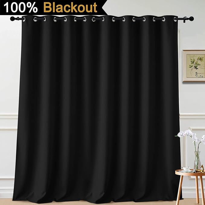 Yakamok 100% Blackout Thermal Insulated Grommet Curtains, Noise Reducing