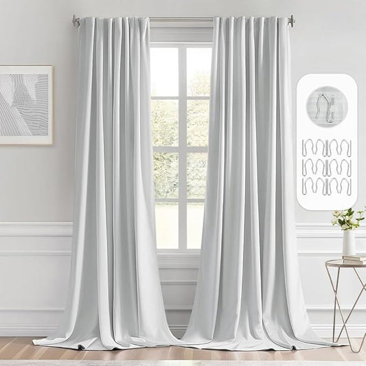 MIULEE Back Tab Light Blocking Curtains 120 Inch Long 2 Panels Set