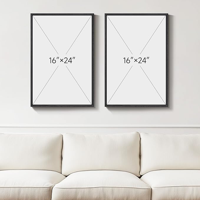 Framed Black and White Abstract Wall Art, 2 Piece Modern Canvas Prints