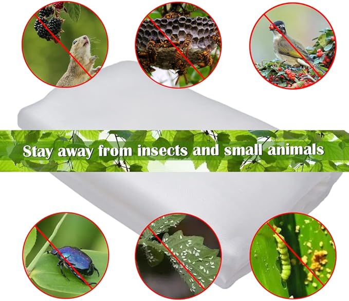 Fruit Tree Netting Covers with Zipper to Protect from Squirrels and Birds Large Netting for Fruit Trees Net Protection, White, 10' x 10', 2 Pack