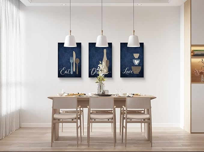 GUBIYU Farmhouse Kitchen Wall Decor Eat Sign Eat Drink Love Wall Art Set of 3