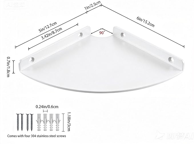 Corner Floating Shelf, 3.0mm Aluminum Alloy Corner Shelves Wall Mounted