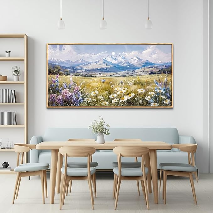 QIYILEXWART Large Wall Art For Bedroom Wall Decor For Living Room Office Decoration Range Grassland Landscape Painting Watercolour Pictures Canvas Artworks Ready To Hang Home Decor Wood Framed