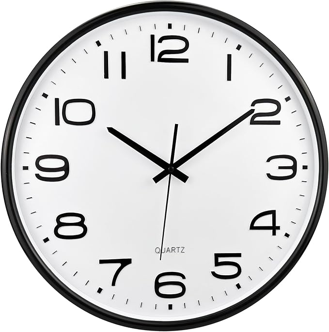 Plumeet 16'' Extra Large Wall Clock, Battery Operated Wall Clocks Silent