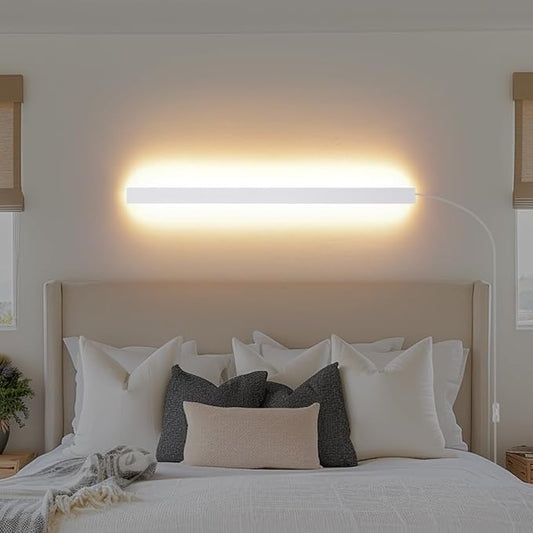 KELUOLY Modern Plug in Wall Lights, 31.4 inch Frosted White LED Long Wall Sconce