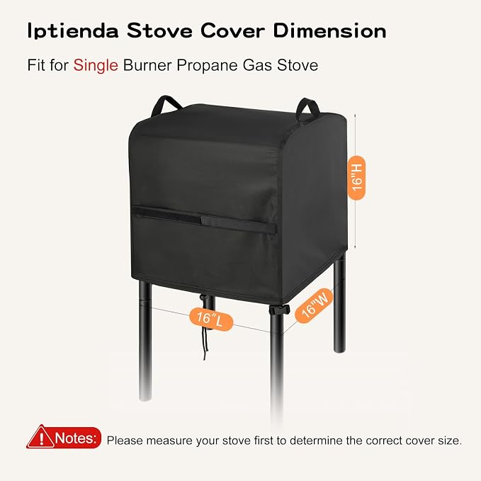 Stove Cover for VIVOHOME Single Burner Propane Gas Stove, 16inch Outdoor Stove Covers Waterproof Heavy Duty for Camping Cooking Stoves-16 L x 16" W x 16" H
