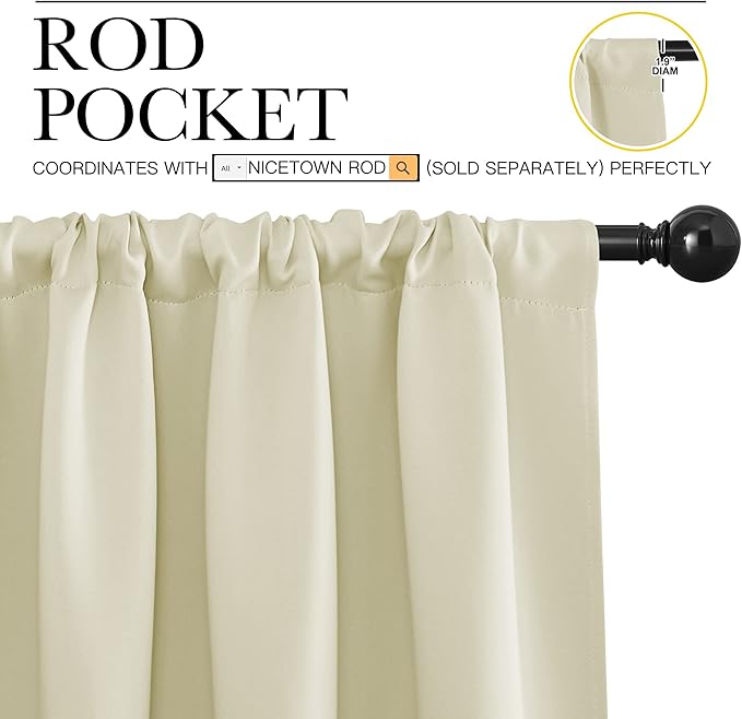 NICETOWN Blackout Curtains for Living Curtains, Room Darkening Curtains &
