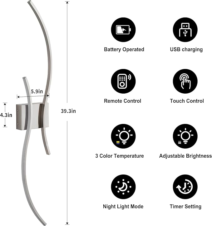 Battery Operated Wall Sconces Set of Two