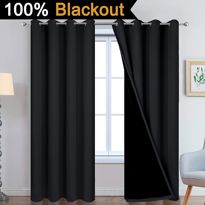 Yakamok 96 Inch Length 100% Blackout Curtains