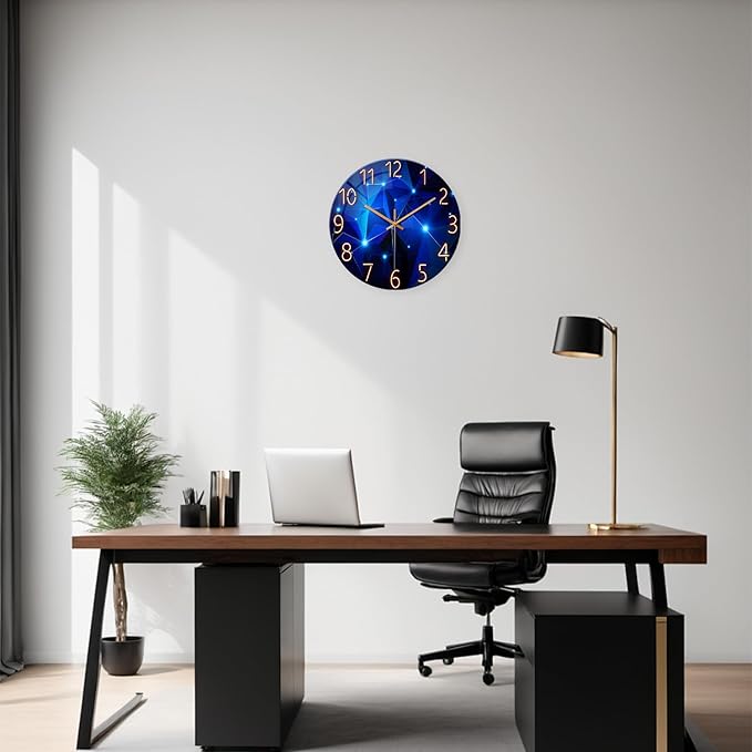 Big Wall Clock for Living Room Decor Blue Decorative Wall Clocks Battery