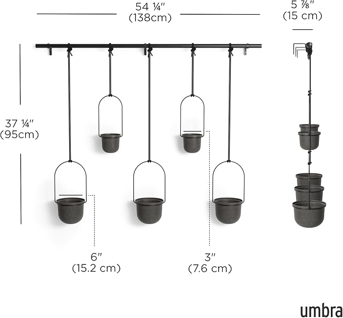 Umbra Triflora Hanging Planter for Window, Indoor Herb Garden