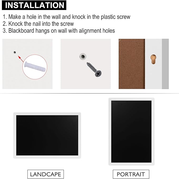 Magnetic Chalkboard Black Board 46 x 32, Extra Large Chalk Board Blackboard