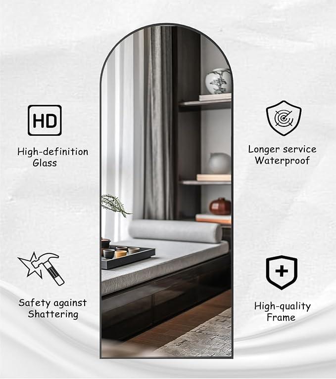 Rowjut Floor Full Length Mirror, Arched Mirrors Full Length 71"x30"