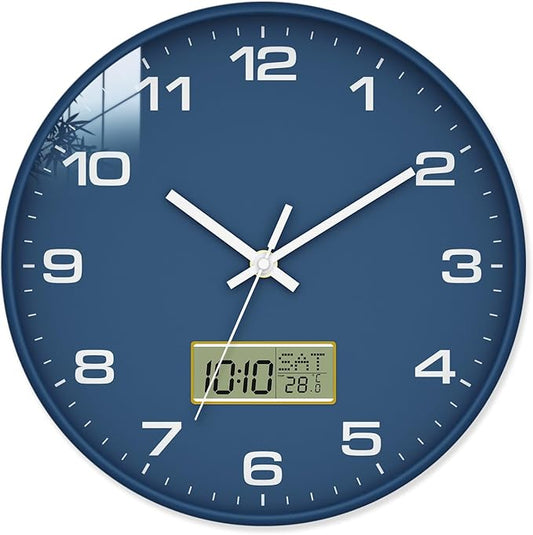 12 Inch Wall Clock, Silent Non-Ticking Analog