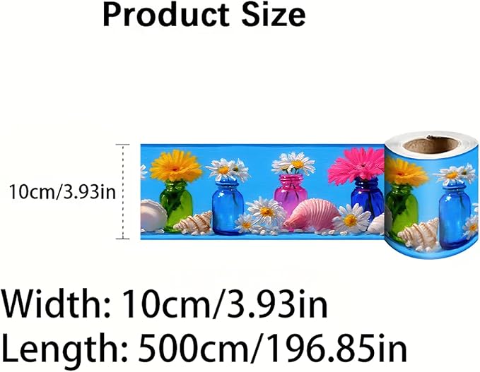 Wildflower Vase Wallpaper Border 196x4 Inch Removable Wall Border Peel and