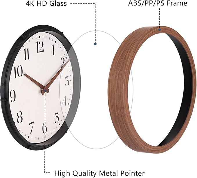 Topkey 12 Inch Silent Wall Clock