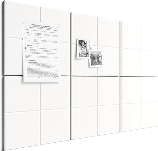 Bumusty Large Felt Bulletin Board, 30 Push Pins, 40 Adhesive Tabs, Milky White