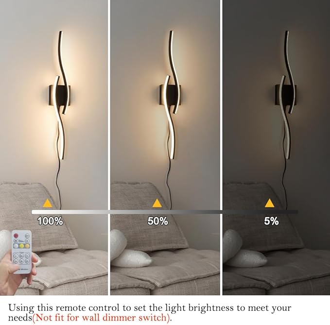 Plug in Wall Sconces Set of 2, Modern Plug in Sconce