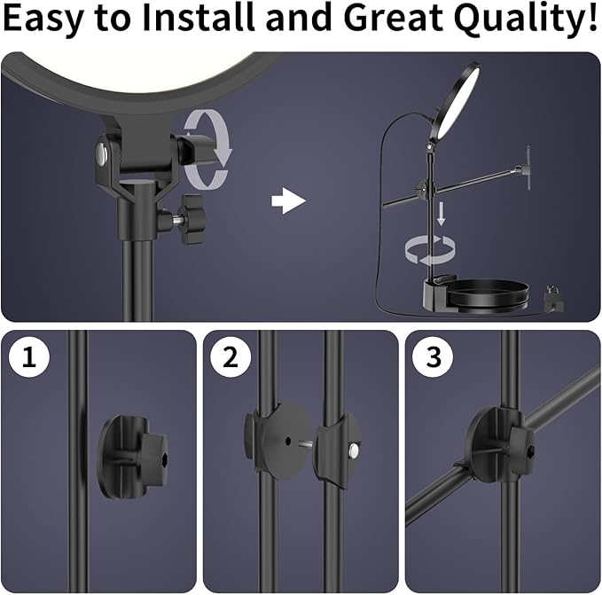 Selfie Light Kit for Desk and Laptop,55W Dimmable Full Screen Ring Light,with Rotating Storage Box,Pen Holder Stand,Phone Holder and Controller (White, 10.5)