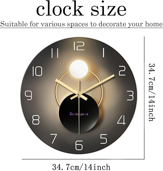 14 Inch Black and Gold Wall Clock