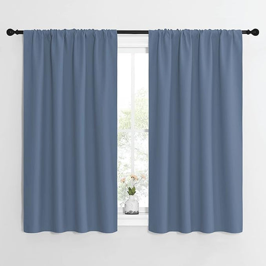 NICETOWN Kitchen Curtains, Short Blackout Curtains & Drapes, Small Window Rod