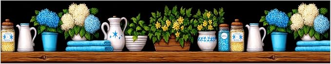 Kitchen Shelf Wallpaper Border 196x4 Inch Removable Wall Border Peel and Stick