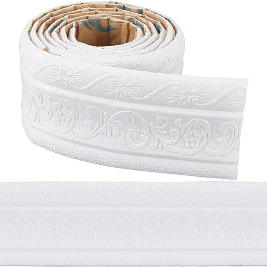 CRASPIRE 88 x 3.35 Inch White Crown Molding Peel and Stick Self Adhesive