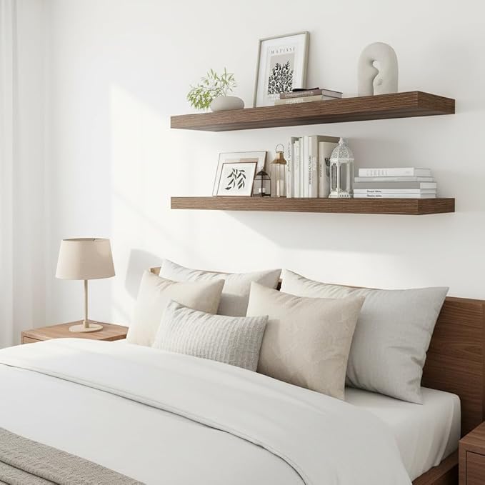 Vivelove Wide Floating Shelves for Wall 12 Inch Deep, 2 Inch Thick Shelf for