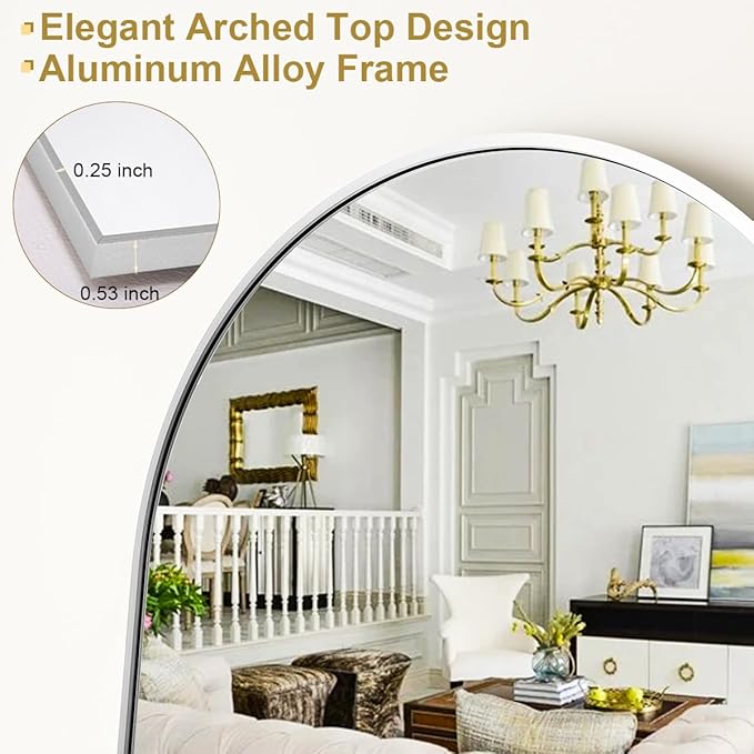 HARRITPURE 56"x21" Arched Full Length Mirror Free Standing Floor Mirrors