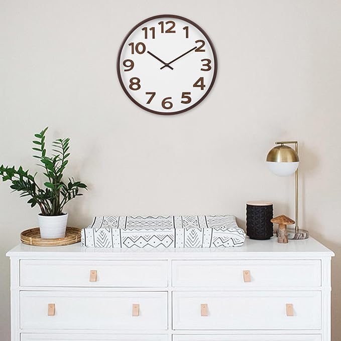 Modern Wood Farmhouse Wall Clock 16 Inch Large Vintage Wall Clocks Battery