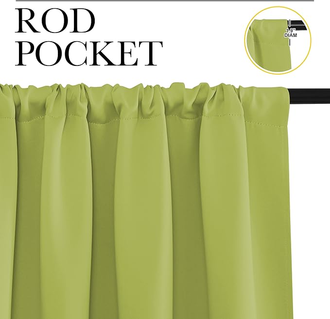 NICETOWN Blackout Curtains for Bedroom, Fresh Green, 1 Pair, 62 by 63-inch