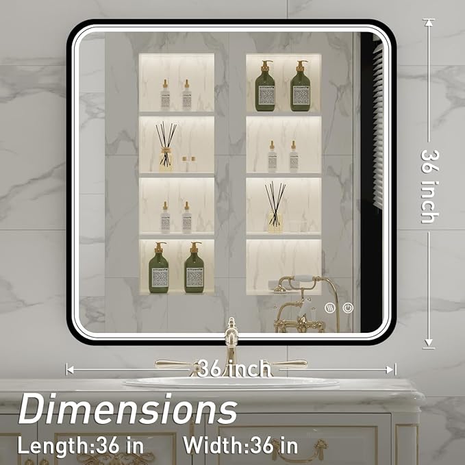 36X36 Inch Black Frame Bathroom