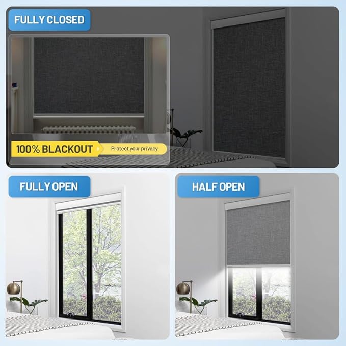 Motorized Blinds with Remote, Cordless Smart Blinds with Valance Cover