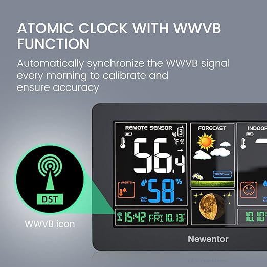 Newentor Weather Station Wireless Indoor Outdoor Thermometer, Color Display