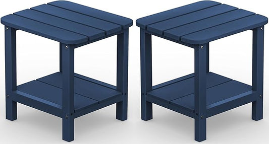 SERWALL Adirondack Table Set of 2, Outdoor Side Table- Blue