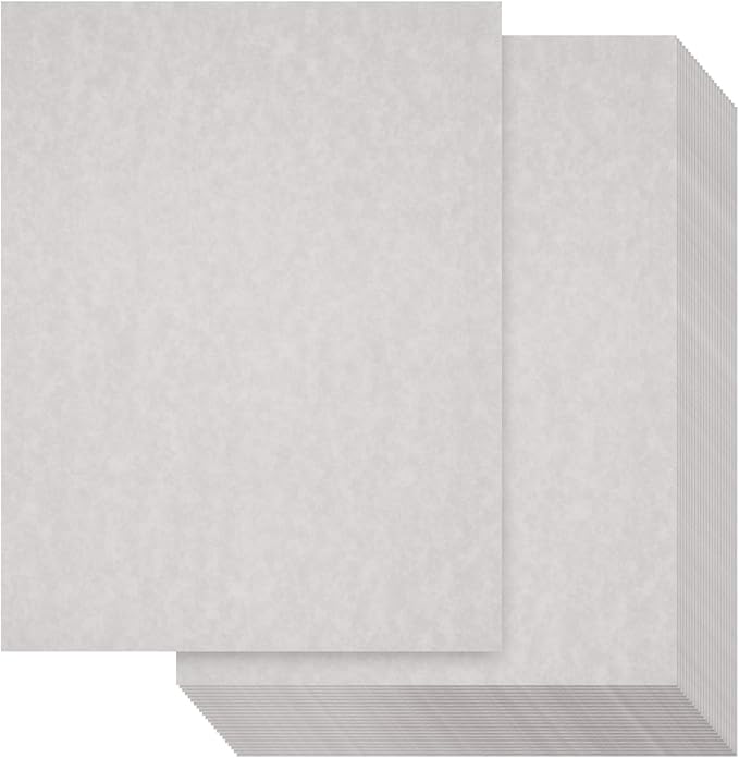 Best Paper Greetings Certificate Paper - 8.5 x 11 in Light Gray - Vintage 90 GSM Textured Parchment Paper for Printing & Writing Diplomas & Award Certificates - 96 Sheets