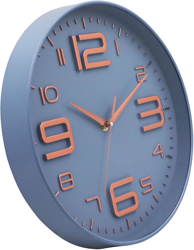 12 inch Silent and Non tick Battery Powered Quartz Round Wall Clock, Suitable