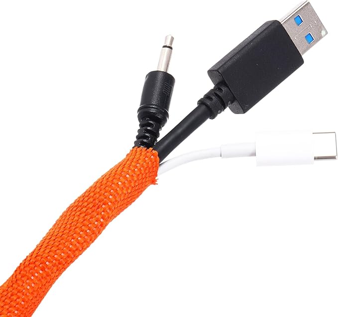 MECCANIXITY Braided Cable Sleeves Heat Shrinkable Fabric Sleeving, 1/2" 33ft Orange 2:1 Ratio Heat Shrinkable Cord Protector for Harness Cable, Network Cable Protection, Cable Management