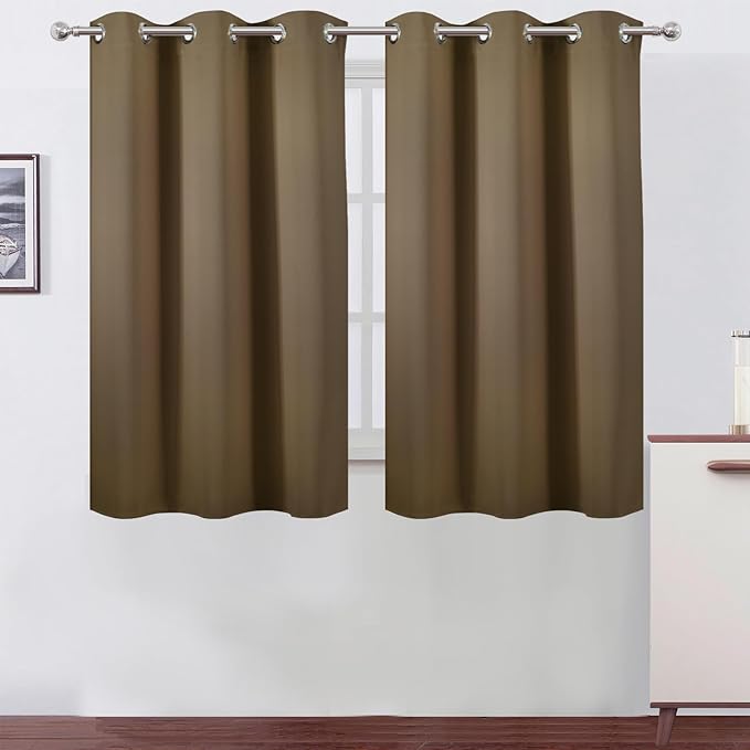 LEMOMO Brown Blackout Curtains/38 x 54 Inch/Set of Two Panels Grommet Living