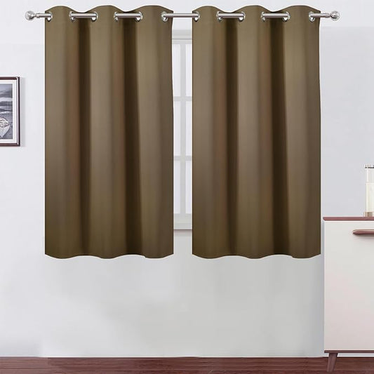 LEMOMO Brown Blackout Curtains/38 x 54 Inch/Set of Two Panels Grommet Living