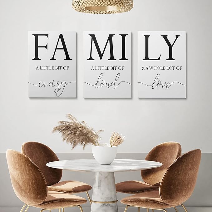 GUBIYU Home Family Wall Decor, Dining Room Kitchen Decor Set of 3 Inspirational