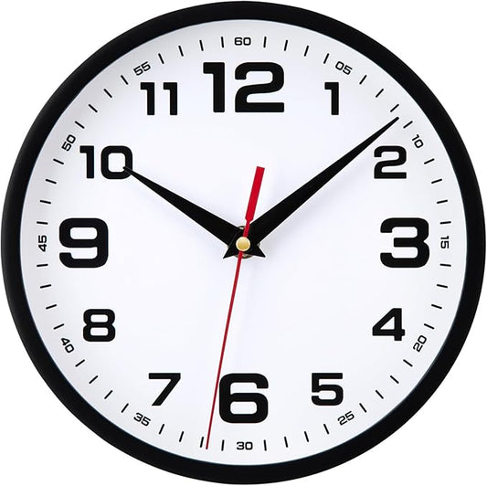 Wall Clock Silent Non-Ticking 10 Inch Clocks Battery Operated Large Numbers